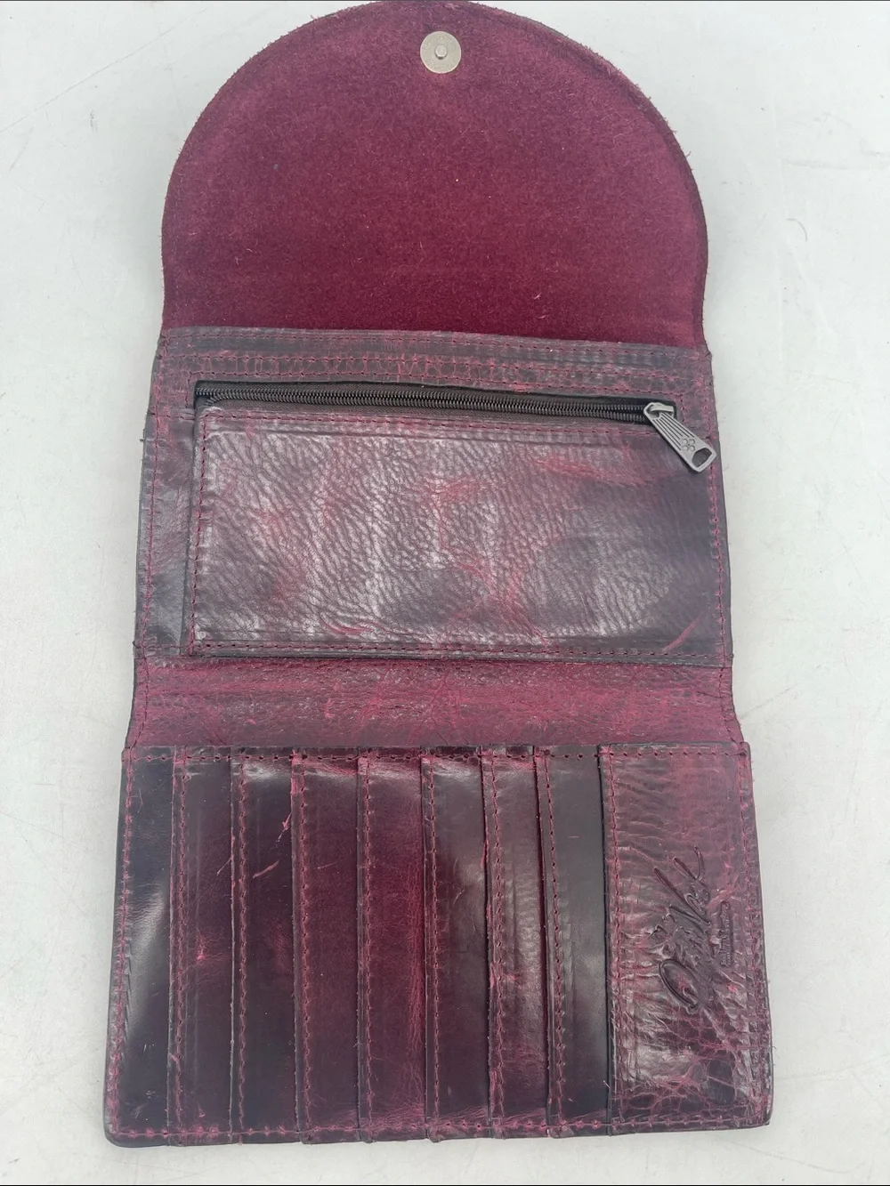 Patricia Nash Embossed Leather Tassel Wallet/Clutch Burgundy